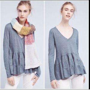 {Anthropologie} Deletta Thea Ruffled Peplum Top